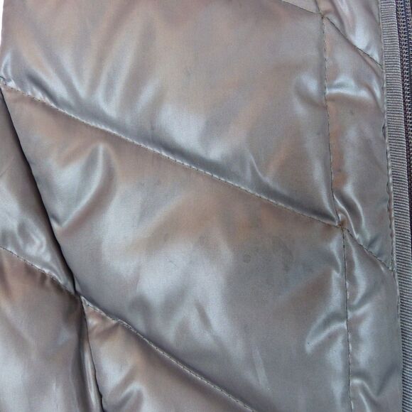 VTG Y2K Esprit Puffer Vest Womens 4US Metallic Coated Gray Hooded Down Feather - Picture 6 of 15